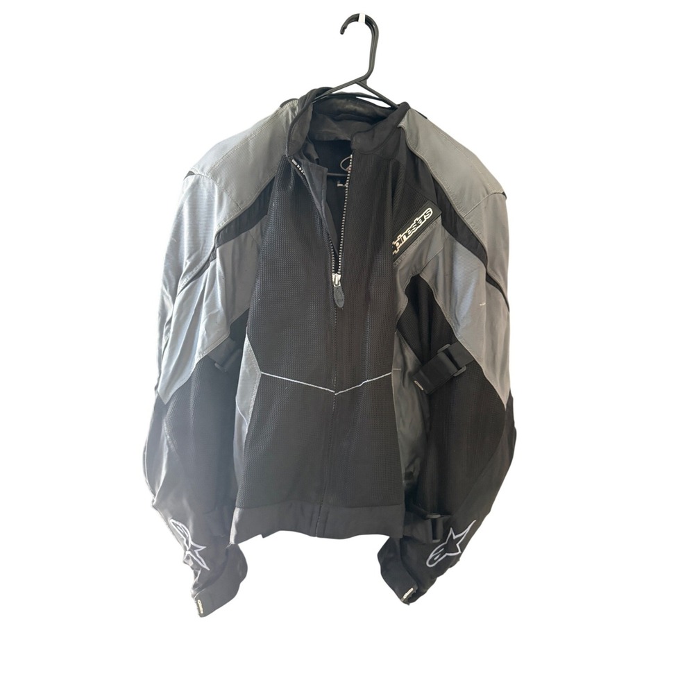 Alpinestars Mens XXL Grey Black Mesh Padded Motorcycle Riding Jacket Full Zip